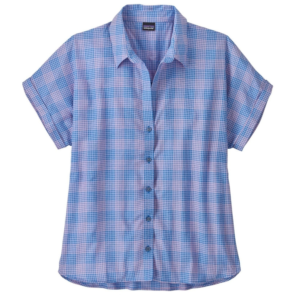 Patagonia Blue and White Plaid Button Down Shirt